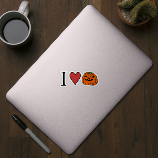 I Love Halloween Horror Pumpkin Face by ellenhenryart